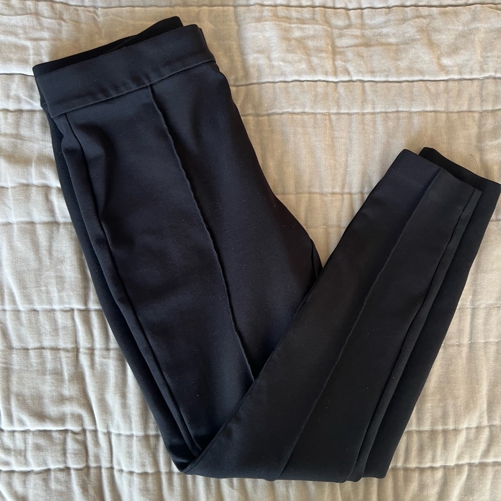 LOFT Black Ponte Side Zip Leggings Pants Women's Size 8